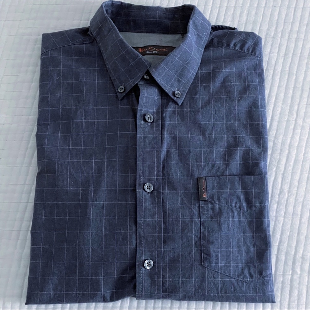 BEN SHERMAN: BLUE WINDOW PANE LS SHIRT